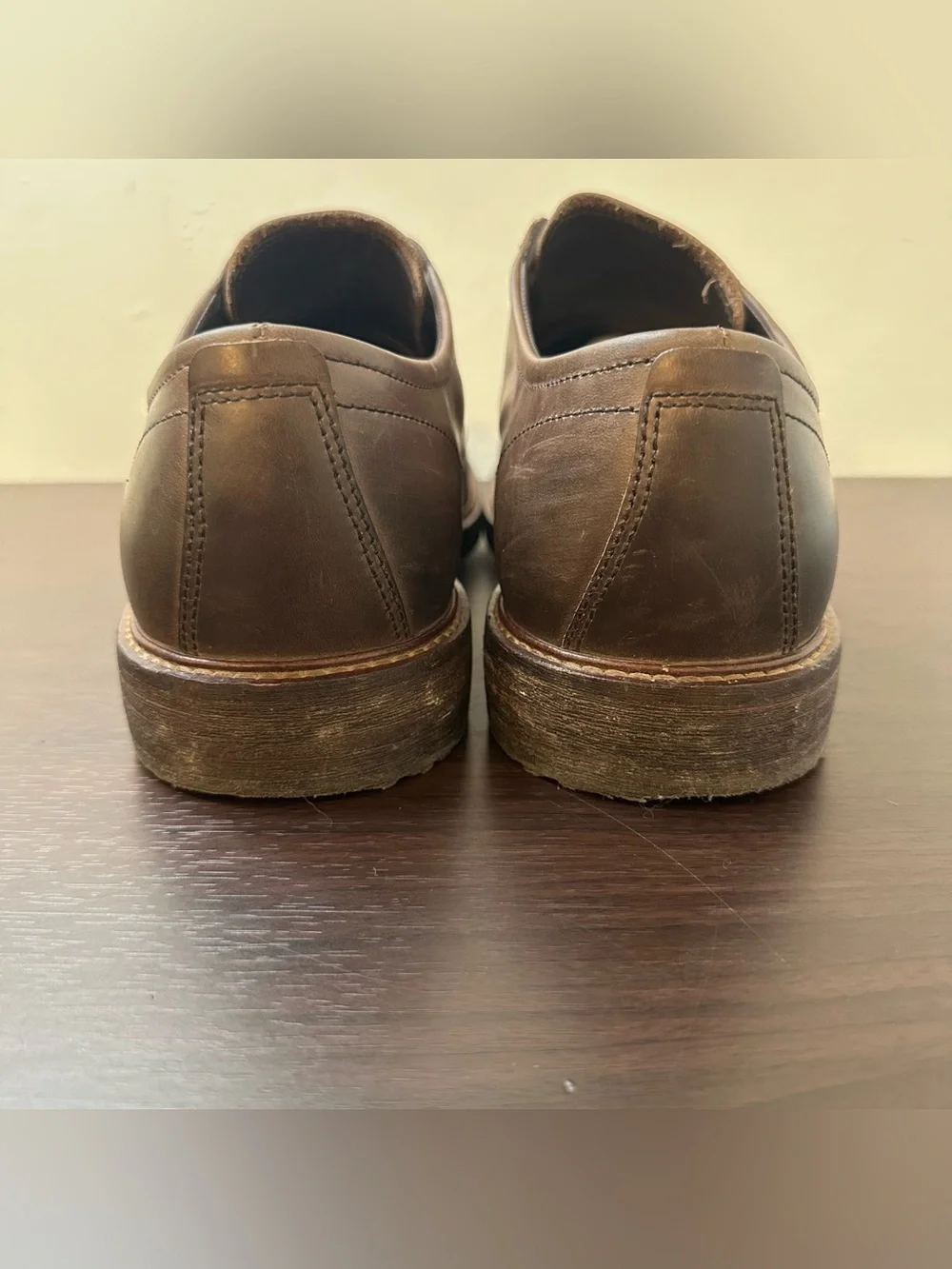ECCO Kenton Vintage Brown Leather Plain Toe Lace-up Derby Oxford Men's Shoes 11